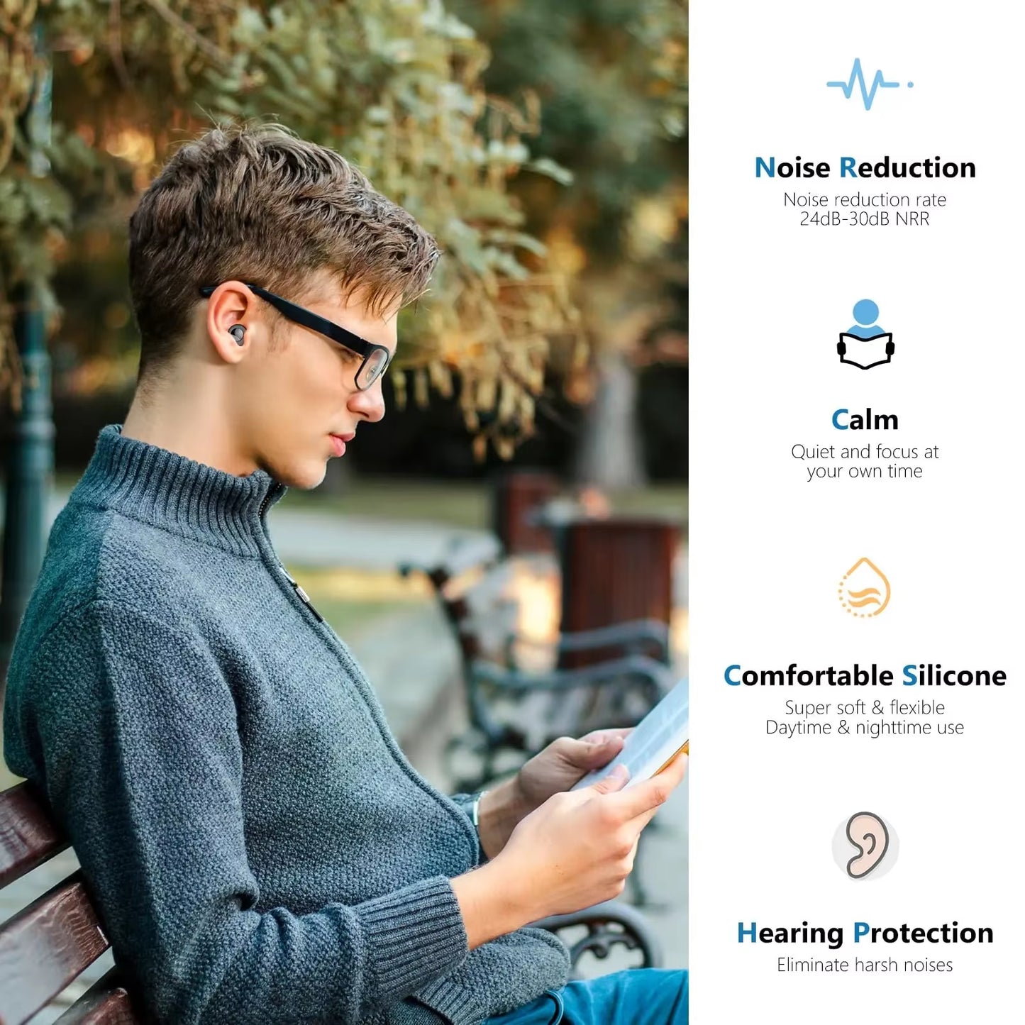 Premium Noise-Cancelling Silicone Earplugs β Reusable Sound Blocking for Sleep, Travel & Focus