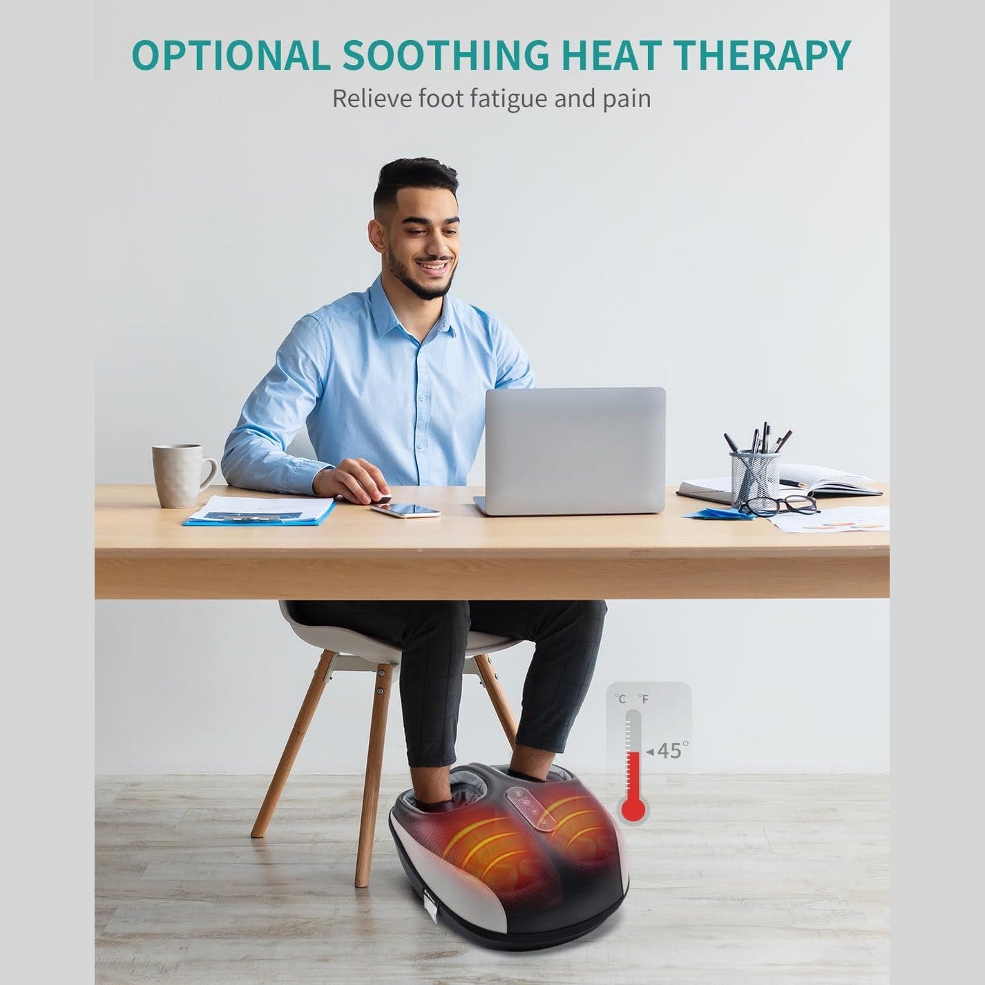 Shiatsu Foot Massager with Heat & Air Compression – Deep Kneading, Adjustable Modes & Intensity for Stress Relief & Recovery